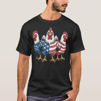 T-shirt Drapeau américain du coq patriotique 4 juillet Fer