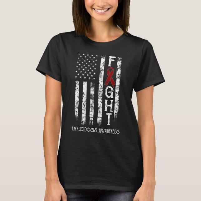 T-shirt Drapeau américain du guerrier de l'amyloïdose (Devant)