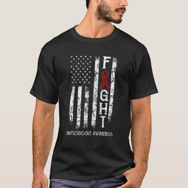 T-shirt Drapeau américain du guerrier de l'amyloïdose (Devant)