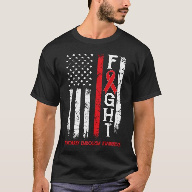 T-shirt Drapeau américain du guerrier de l'Embolisme pulmo (Devant)