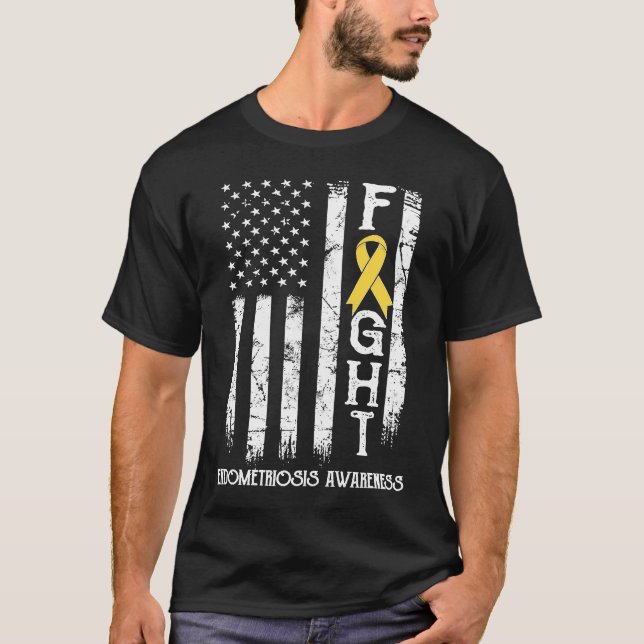 T-shirt Drapeau américain du guerrier de l'endométriose (Devant)