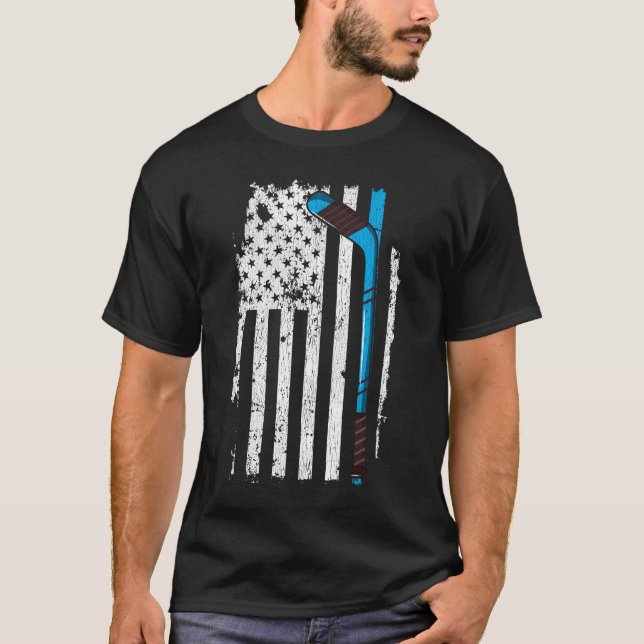 T-shirt Drapeau américain du hockey sur glace (Devant)