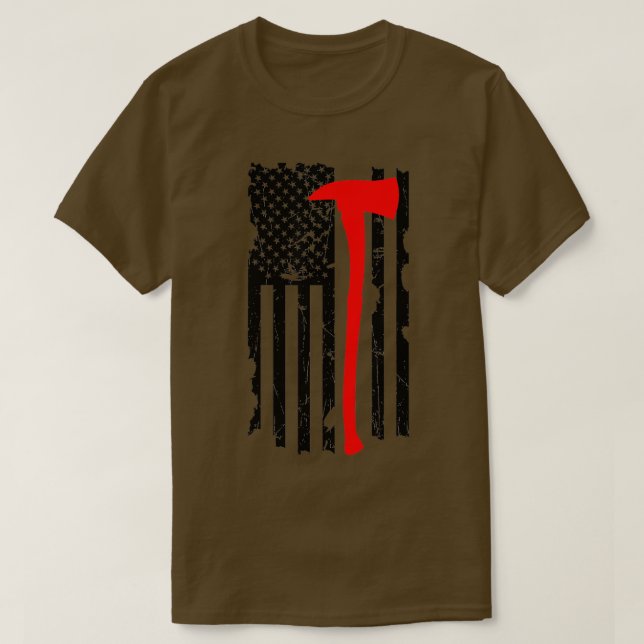 T-shirt Drapeau américain du Patriot Ax Mince Red Line (Design devant)