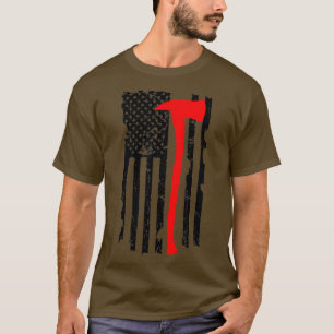 T-shirt Drapeau américain du Patriot Ax Mince Red Line