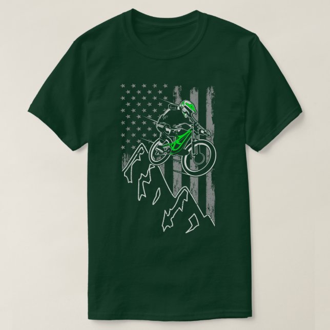 T-shirt Drapeau américain du VTT Downhill (Design devant)