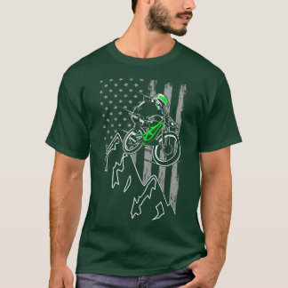 T-shirt Drapeau américain du VTT Downhill