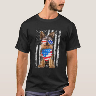 T-shirt Drapeau Américain Du Yorkshire, Yorkie Dog 4E