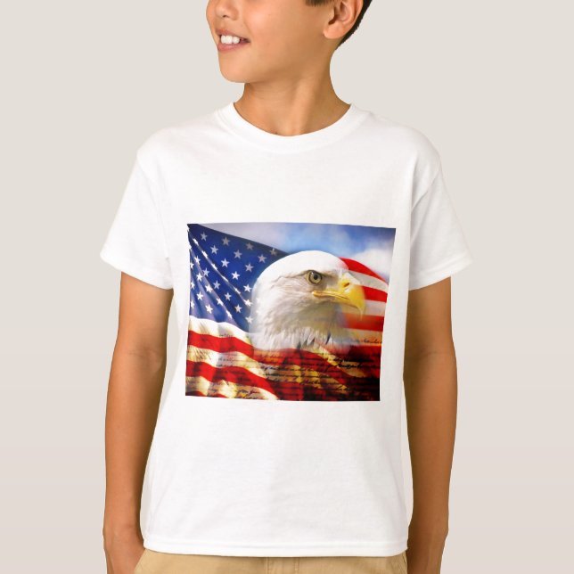 T-shirt Drapeau américain Eagle chauve (Devant)