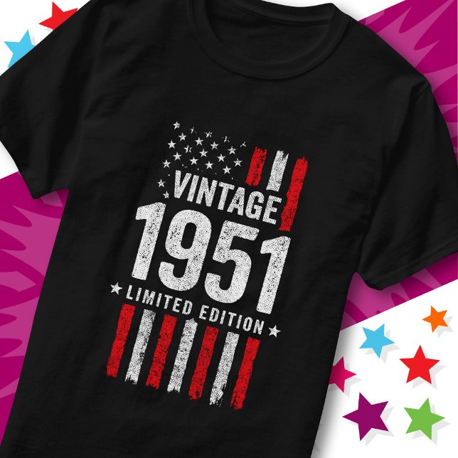 T-shirt Drapeau Américain Édition Limitée Étoiles Vintage  (Créateur téléchargé)