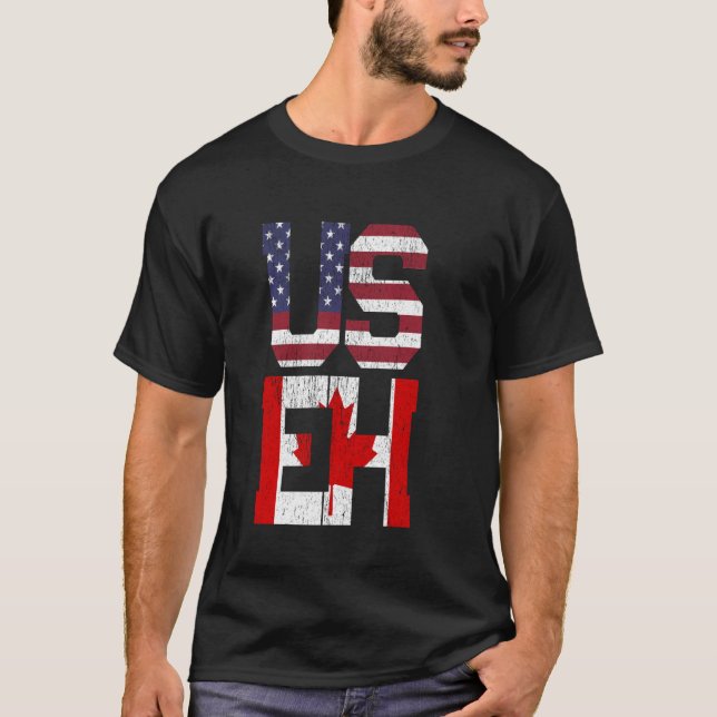 T-shirt Drapeau américain EH - Amérique Canada (Devant)