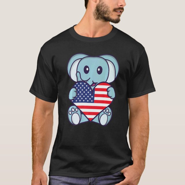 T-shirt Drapeau américain éléphant Drapeau américain (Devant)