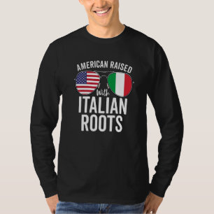 T-shirt Drapeau Américain Élevé Avec Racines Italiennes Us