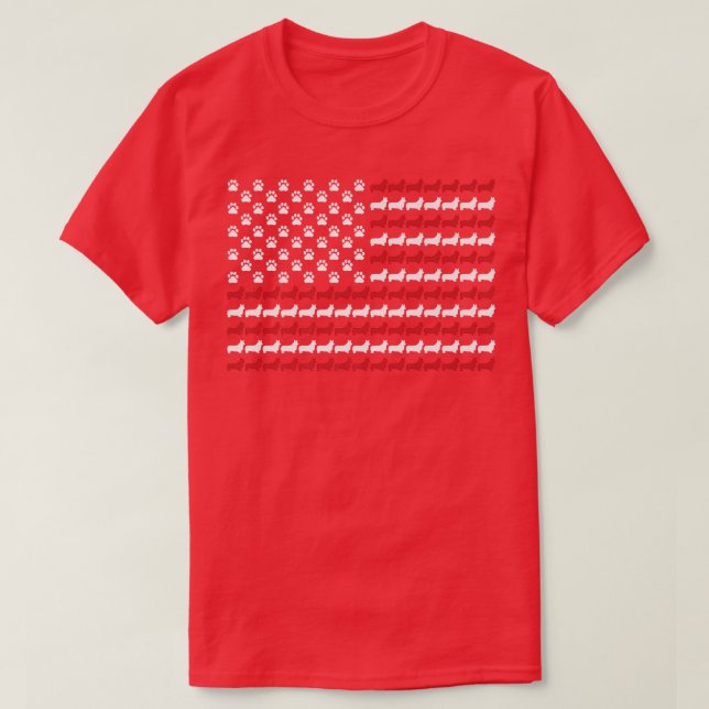 T-shirt Drapeau américain Empreinte de patte 4 juillet Chi (Design devant)