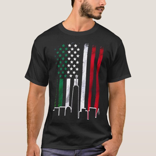 T-shirt Drapeau américain en couleurs italiennes skyline N (Devant)