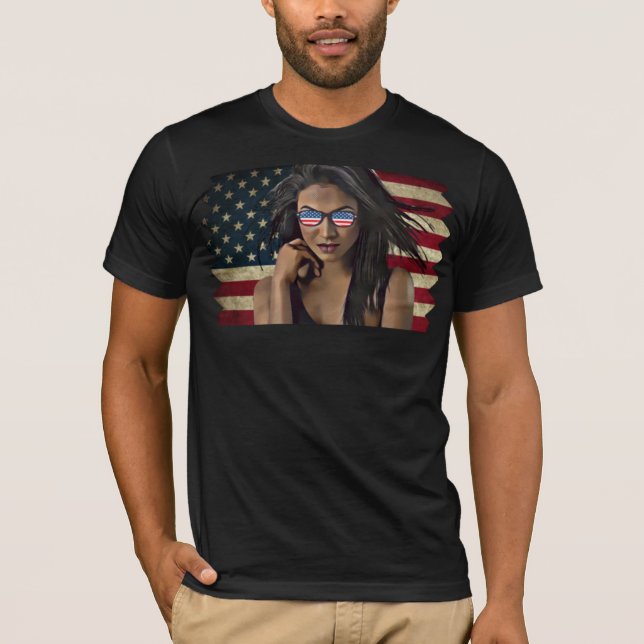 T-shirt Drapeau américain en détresse (Devant)