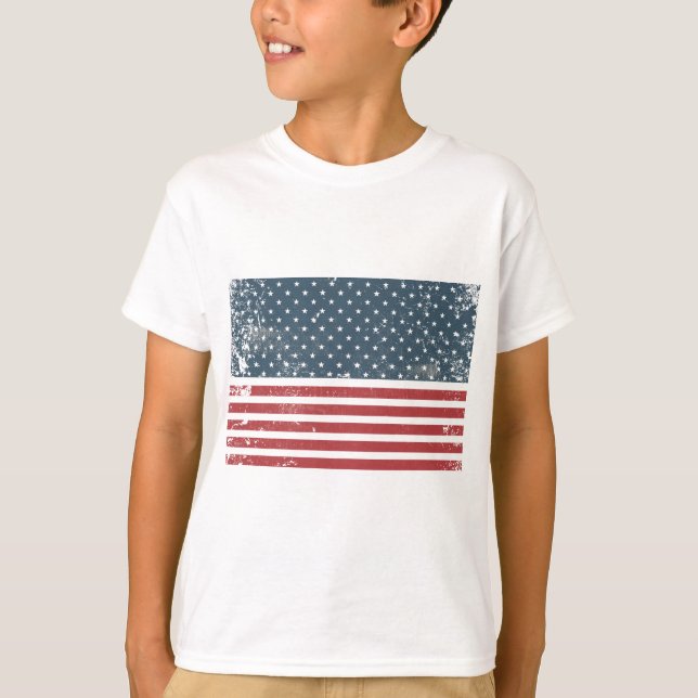 T-shirt drapeau américain en détresse (Devant)