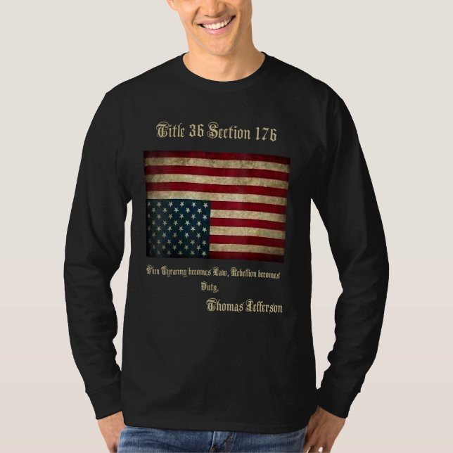 T-shirt Drapeau américain en détresse à l'envers Thomas Je (Devant)