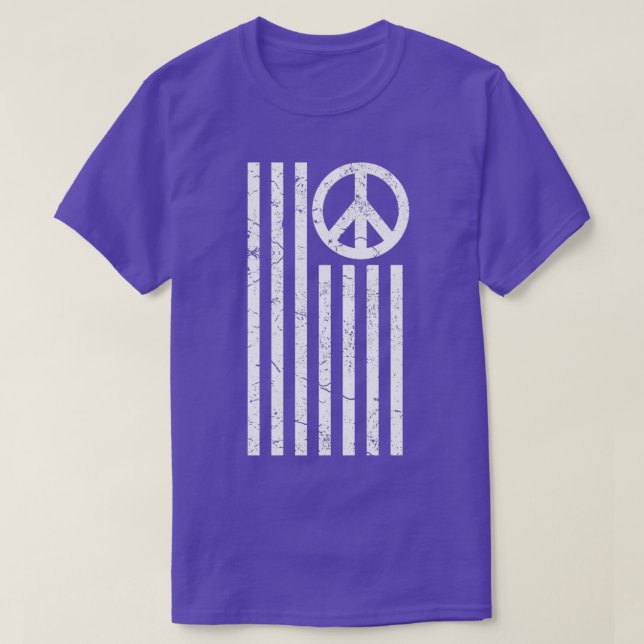 T-shirt Drapeau américain en détresse avec signe de paix ( (Design devant)