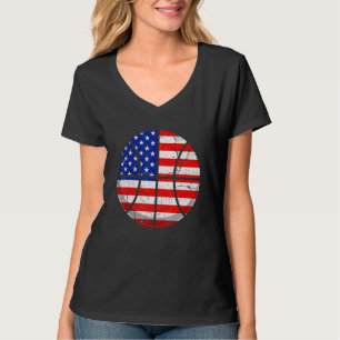 T-shirt Drapeau américain en détresse Basketball patriotiq
