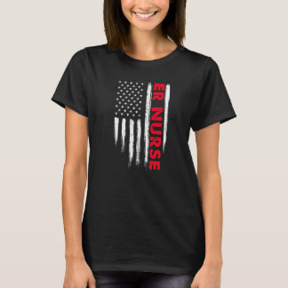 T-shirt Drapeau américain en détresse Er infirmière stétho