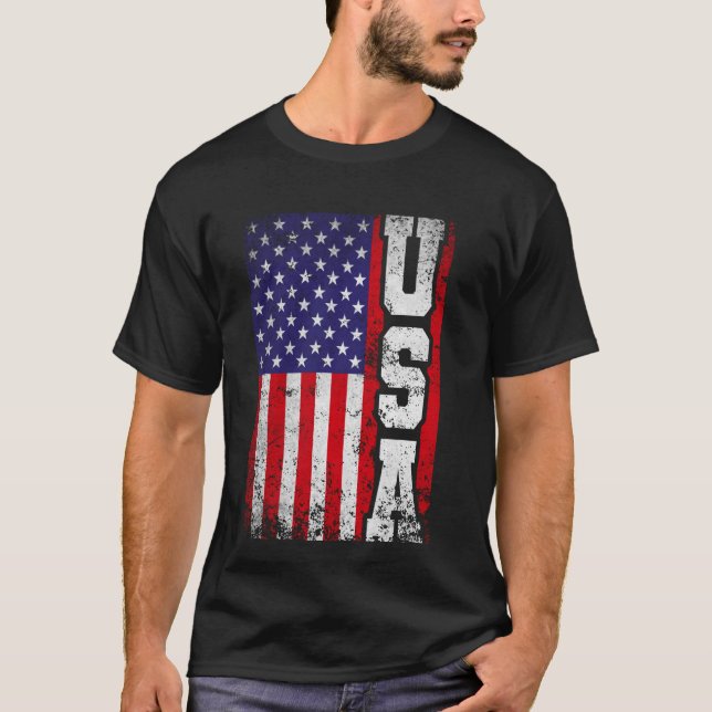 T-shirt Drapeau américain en détresse États-Unis 4 juillet (Devant)