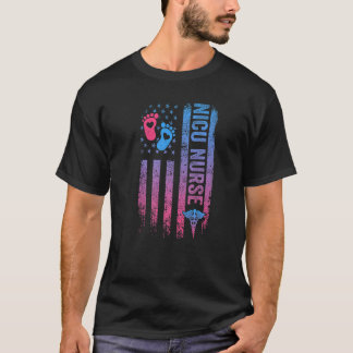 T-shirt Drapeau américain en détresse Infirmière Nicu Stét