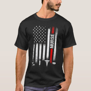 T-shirt Drapeau américain en détresse Infirmière Stéthosco