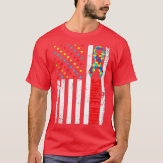 T-shirt Drapeau américain en détresse mère célibataire Aut