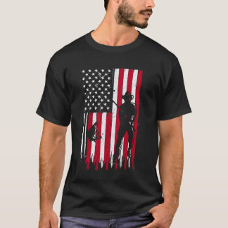 T-shirt Drapeau américain en détresse pêche pêcheur patrio