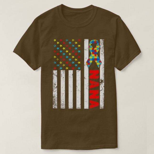 T-shirt Drapeau américain en détresse Sensibilisation sur  (Design devant)