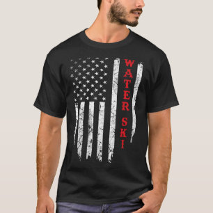 T-shirt Drapeau américain en détresse ski nautique sur l'e