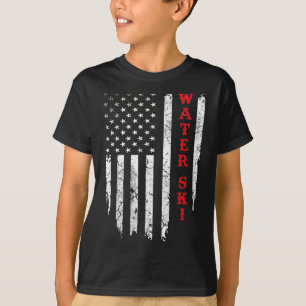 T-shirt Drapeau américain en détresse ski nautique sur l'e