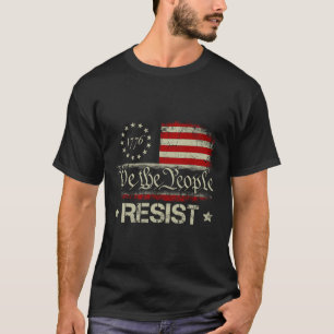 T-shirt Drapeau américain en détresse Trump Résister et pr