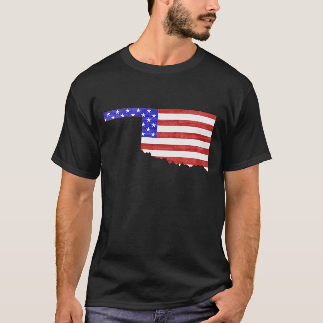 T-shirt Drapeau américain en forme d'Oklahoma Patriotique  (Devant)