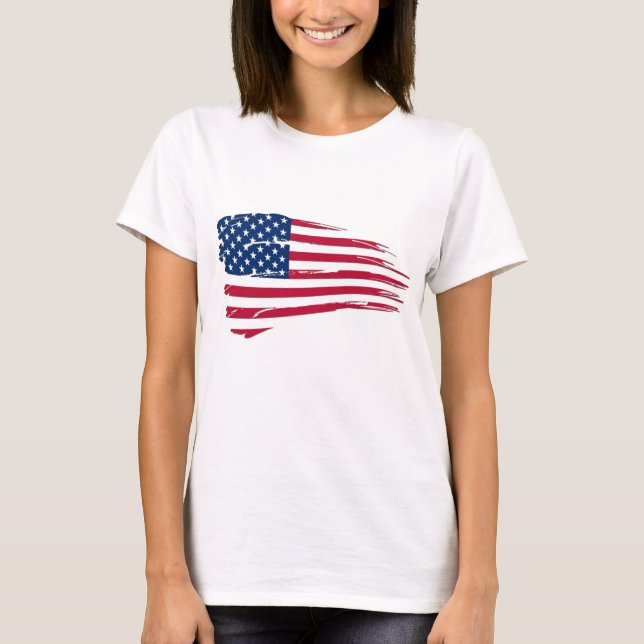 T-shirt Drapeau américain en lambeaux (Devant)