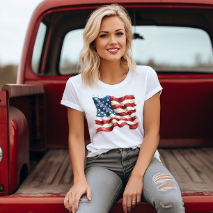 T-shirt Drapeau américain en lambeaux 4 juillet