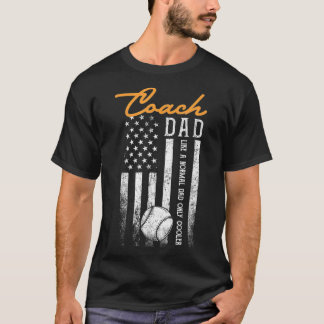 T-shirt Drapeau américain Entraîneur de baseball Papa est