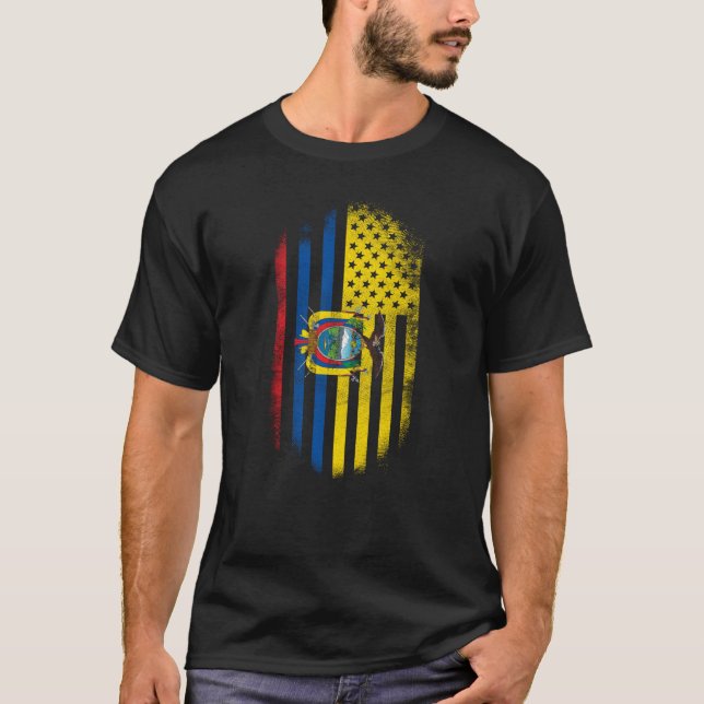 T-shirt Drapeau américain Equateur   d'Ecuadorian et (Devant)