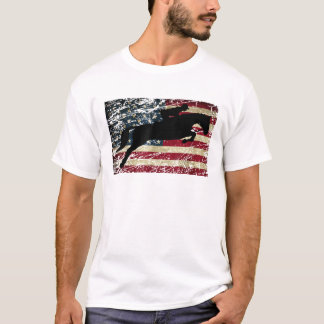 T-shirt Drapeau américain équitation T Chemise Show Jumpin