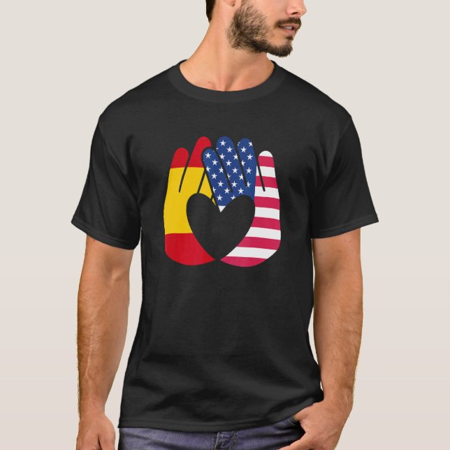 T-shirt Drapeau américain Espagne Drapeau Amitié Fraternit (Devant)