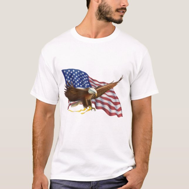 T-shirt Drapeau américain et aigle (Devant)