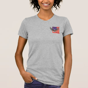 T-shirt drapeau américain et aigle de dames de