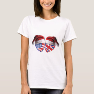T-shirt Drapeau américain et britannique Santas Coeur