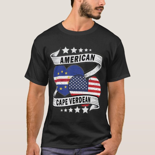 T-shirt Drapeau Américain Et Cap Verdien (Devant)