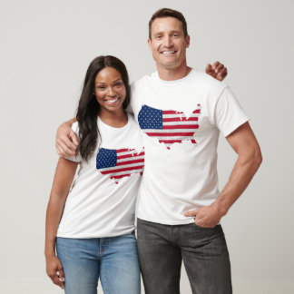 T-shirt Drapeau américain et carte