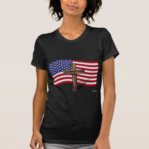 T-shirt Drapeau américain et croix robuste