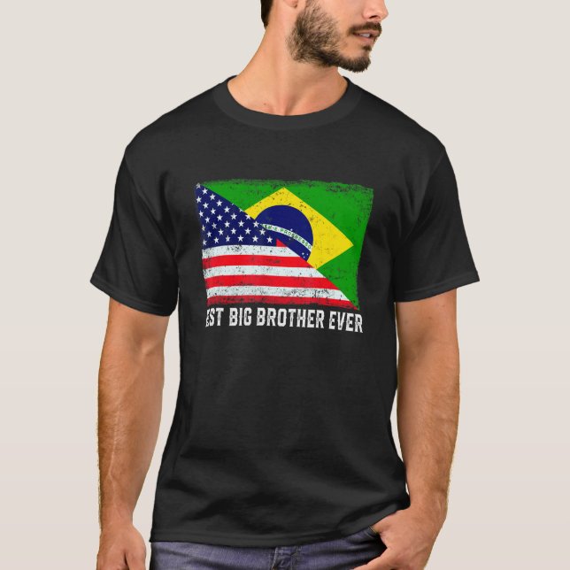 T-shirt Drapeau américain et drapeau brésilien Meilleur Gr (Devant)
