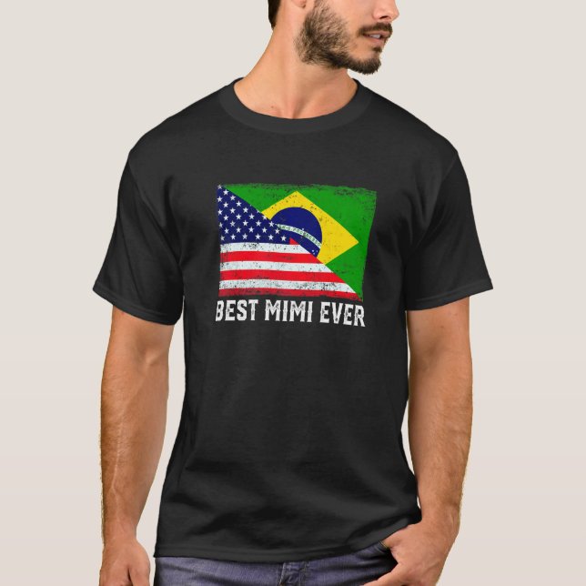 T-shirt Drapeau américain et drapeau brésilien meilleure f (Devant)