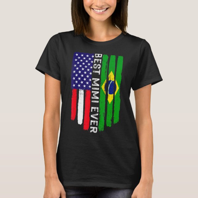 T-shirt Drapeau américain et drapeau brésilien meilleure f (Devant)