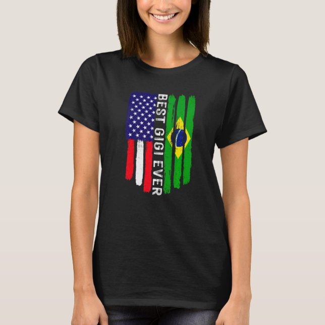 T-shirt Drapeau américain et drapeau brésilien Meilleure f (Devant)